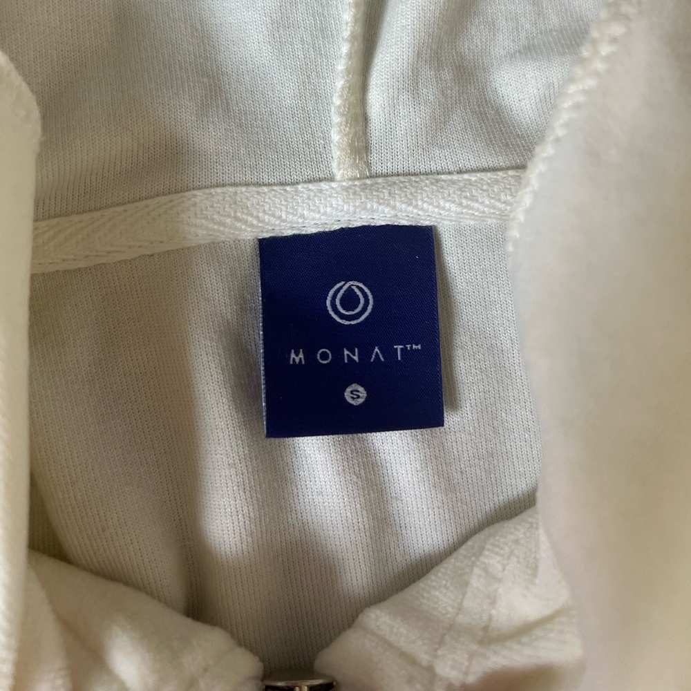 Monat Green and White Velour Hoodie - Picture 3 of 3